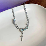 Cross Necklace Sweater Chain Punk Couple Jewelry Halloween Decor D02