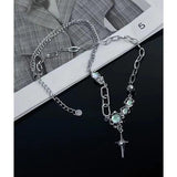 Cross Necklace Sweater Chain Punk Couple Jewelry Halloween Decor D02