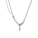 Cross Necklace Sweater Chain Punk Couple Jewelry Halloween Decor D02
