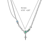 Cross Necklace Sweater Chain Punk Couple Jewelry Halloween Decor D02