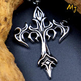 Vintage Men's Gothic Flame Cross Pendant Necklace Alloy Motorcycle Club