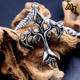 Vintage Men's Gothic Flame Cross Pendant Necklace Alloy Motorcycle Club
