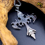 Vintage Men's Gothic Flame Cross Pendant Necklace Alloy Motorcycle Club