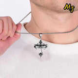 Vintage Men's Gothic Flame Cross Pendant Necklace Alloy Motorcycle Club