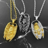 Stainless Steel Eagle Skull Pendant Necklace Halloween Gift