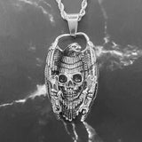 Stainless Steel Eagle Skull Pendant Necklace Halloween Gift