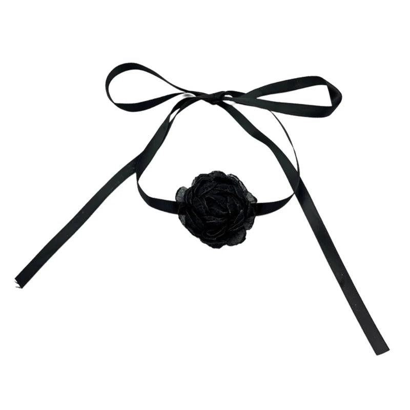 Rose Flower Collarbone Chain Lace Flower Necklace Wedding Halloween