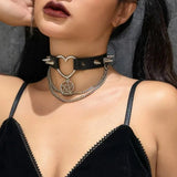 Gothic PU Leather Rivet Choker Necklace Punk Vinatge