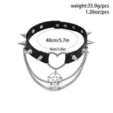 Gothic PU Leather Rivet Choker Necklace Punk Vinatge