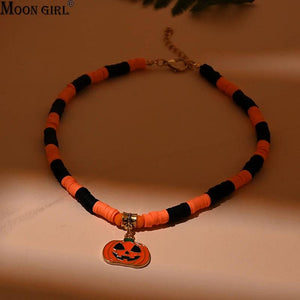 Halloween Pumpkin Pendant Necklace for Girls