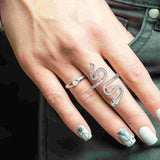 2 Pcs Snake Shaped Metal Rings, Men Ladies Retro Design, Opening Women