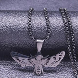 Gothic Moth Stainless Steel Chain Necklace Halloween Gift