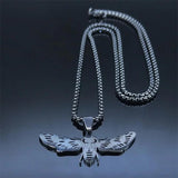 Gothic Moth Stainless Steel Chain Necklace Halloween Gift
