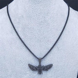 Gothic Moth Stainless Steel Chain Necklace Halloween Gift