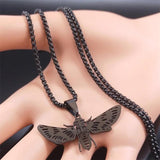 Gothic Moth Stainless Steel Chain Necklace Halloween Gift