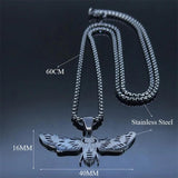 Gothic Moth Stainless Steel Chain Necklace Halloween Gift