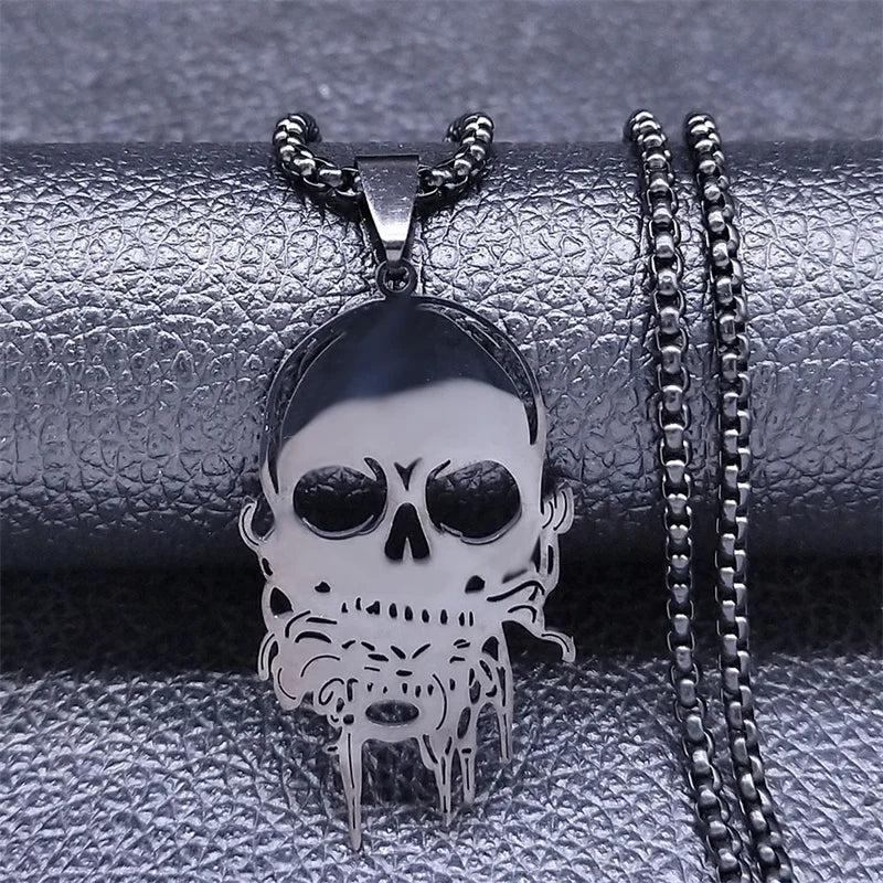 Heavy Metal Skull Stainless Steel Chain Necklace Halloween Gift
