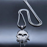 Heavy Metal Skull Stainless Steel Chain Necklace Halloween Gift