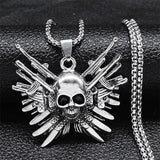 Skull Skeleton Gun Pendant Necklace Men's Hip Hop Jewelry