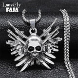 Skull Skeleton Gun Pendant Necklace Men's Hip Hop Jewelry