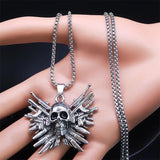 Skull Skeleton Gun Pendant Necklace Men's Hip Hop Jewelry