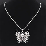 Skull Skeleton Gun Pendant Necklace Men's Hip Hop Jewelry