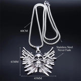 Skull Skeleton Gun Pendant Necklace Men's Hip Hop Jewelry
