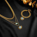 MEYRROYU316L Devil's Eye 3-Layer Rhinestone Necklace Halloween