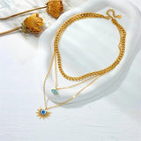 MEYRROYU316L Devil's Eye 3-Layer Rhinestone Necklace Halloween