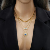 MEYRROYU316L Devil's Eye 3-Layer Rhinestone Necklace Halloween