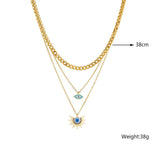 MEYRROYU316L Devil's Eye 3-Layer Rhinestone Necklace Halloween