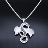 Viking Dragon Wing Pendant Necklace Stainless Steel Punk Goth Jewelry
