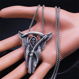 Goth Grim Reaper Death God Skull Necklace for Men Stainless Steel