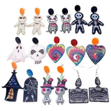 Skull Sunflower Pumpkin Earrings Witch Hat Drop Earrings