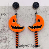 Skull Sunflower Pumpkin Earrings Witch Hat Drop Earrings