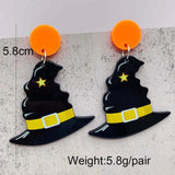 Skull Sunflower Pumpkin Earrings Witch Hat Drop Earrings
