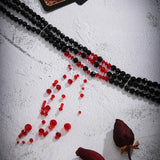 Red Crystal Tassel Pendant Gothic Necklace Multi-Layer Chain for Women