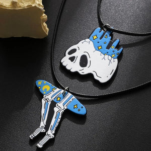 Star Crown Skull Couple Necklace Halloween Airplane Acrylic Pendant