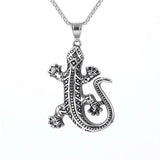 316L Mens Stainless Steel Lizard Pendant Necklace