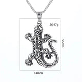 316L Mens Stainless Steel Lizard Pendant Necklace