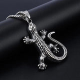 316L Mens Stainless Steel Lizard Pendant Necklace