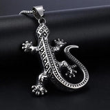 316L Mens Stainless Steel Lizard Pendant Necklace