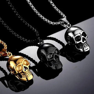 Punk Skull Pendant Halloween Steel Chain Necklace