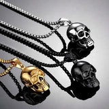 Punk Skull Pendant Halloween Steel Chain Necklace