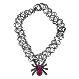Spider Pendant Necklace Pink Gemstone Halloween Party Gift