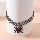 Spider Pendant Necklace Pink Gemstone Halloween Party Gift