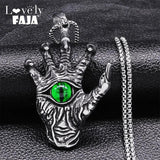 Gothic Hiphop Men Necklace Devil's Eye Claws Stainless Steel Pendant