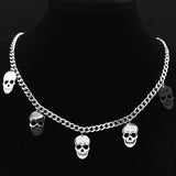 Skeleton Skull Tassel Hip Hop Pendant Necklaces Stainless Steel