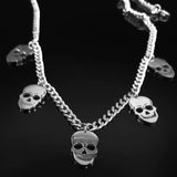 Skeleton Skull Tassel Hip Hop Pendant Necklaces Stainless Steel