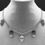 Skeleton Skull Tassel Hip Hop Pendant Necklaces Stainless Steel